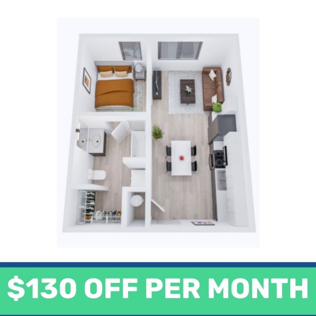 1BR/1BA – Cherry