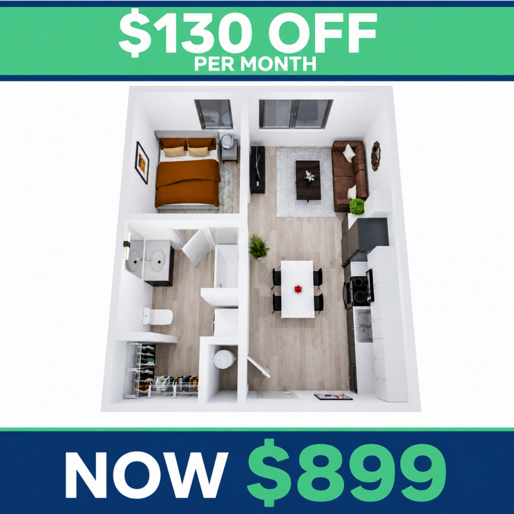 1BR/1BA – Cherry