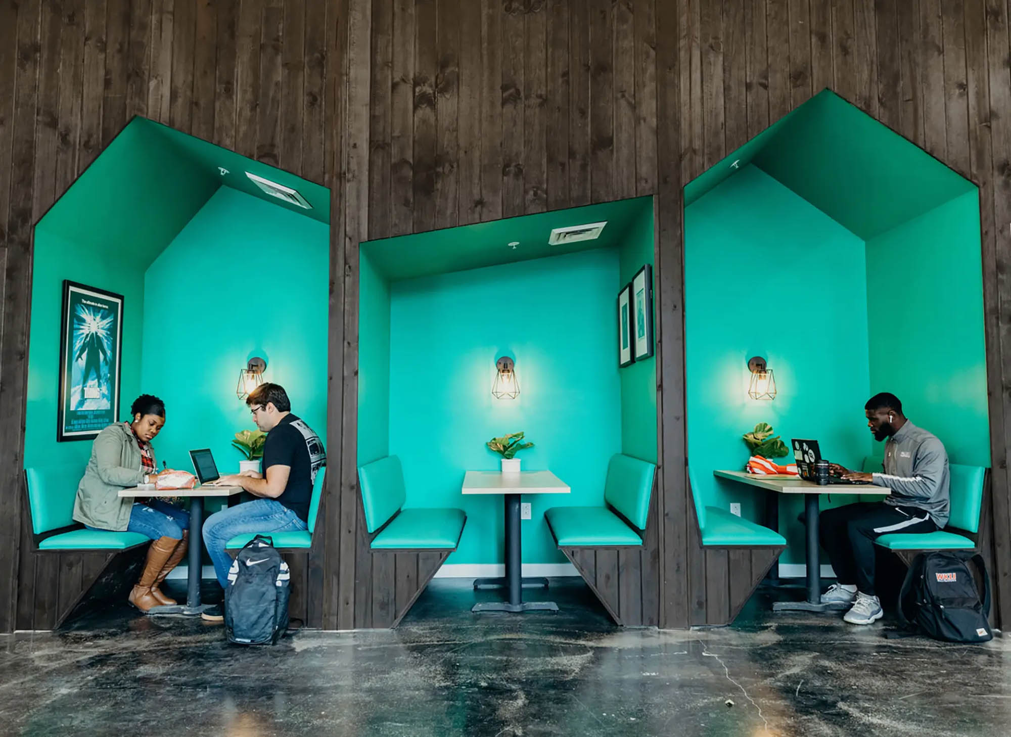 Artful, geometric alcove for working or studying