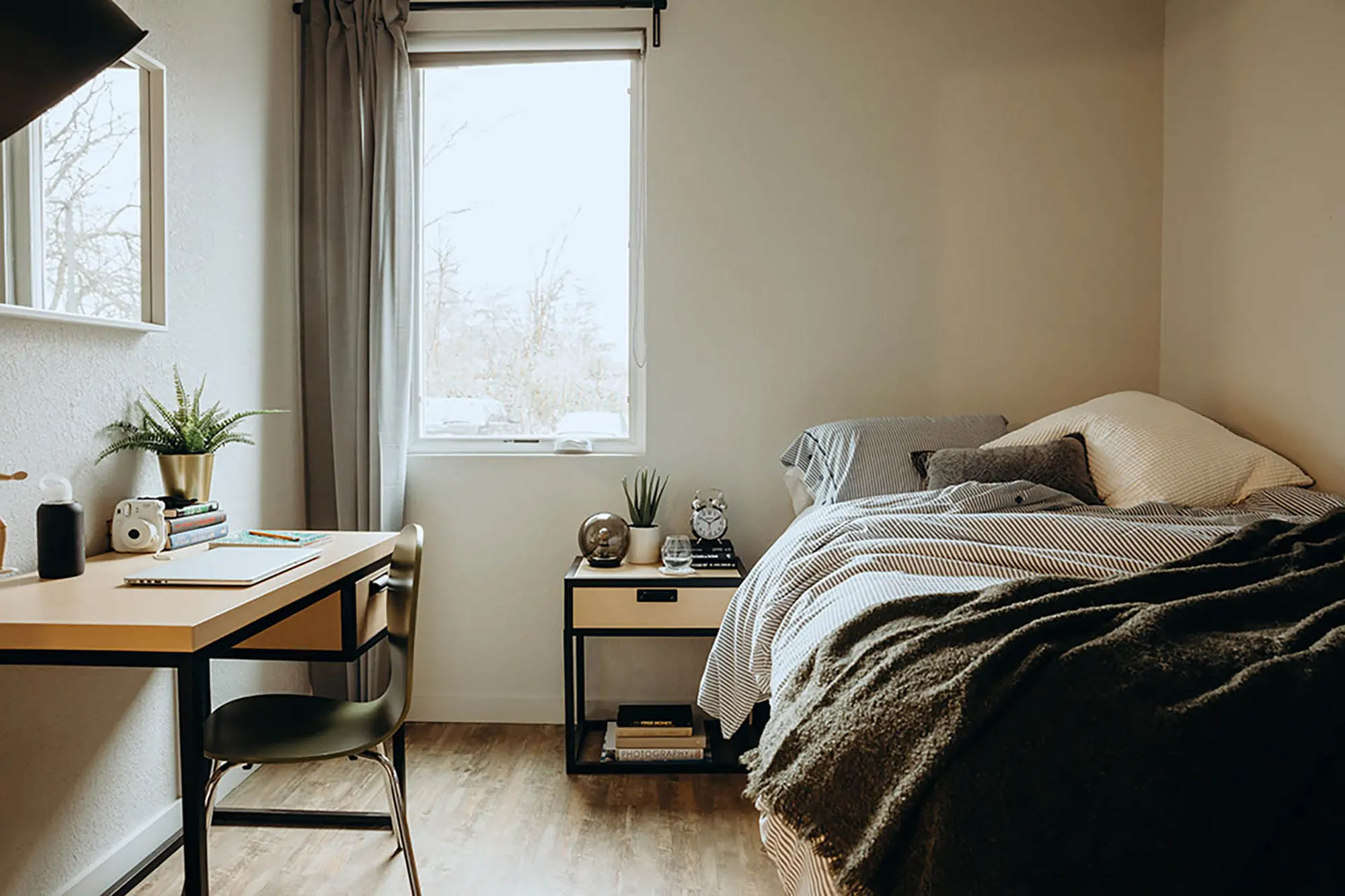 Modern and clean bedroom with window view